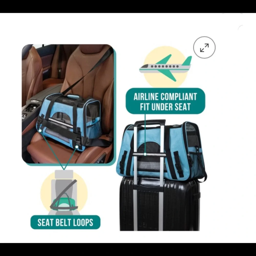 PetAmi Airline Approved Ventilated Pet Carrier + 50+ Training Pads
